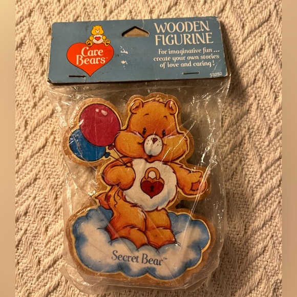 Vintage Care Bears Secret Bear Wood Figurine, 80s Care Bears Toy, 80s Nostalgia - Picture 1 of 2